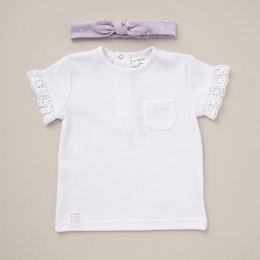 Lily & Jack - 3pc-Set - Top, Leggings And Headband - Purple/White