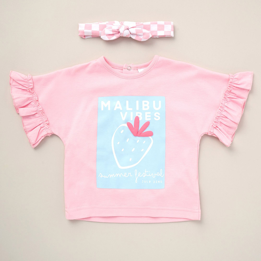 ليلي اند جاك - طقم 3 قطع - توب وليقنز وربطة رأس - وردي