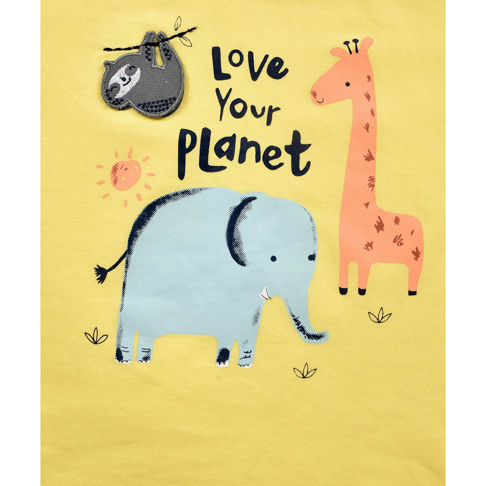 Smart Baby - 2pc-Set - Animal Print T-Shirt With Bermuda Shorts - YelloWithKhaki