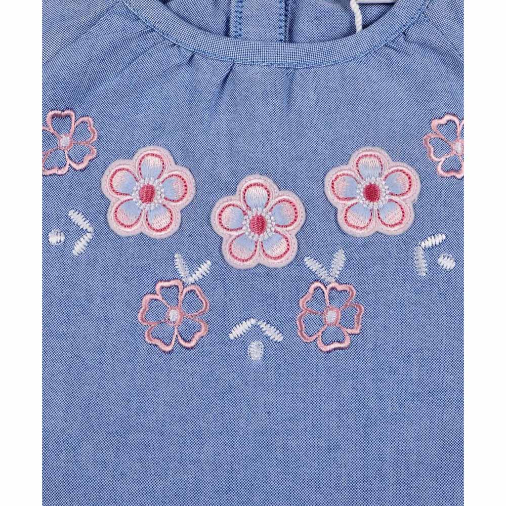 سمارت بيبي - طقم قطعتين - توب مطرز مع ليقنز - جينز وخوخي