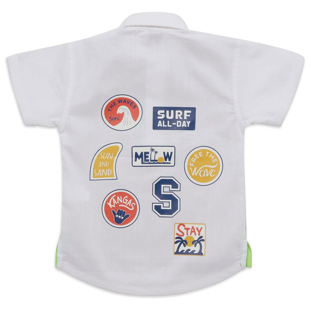 تيشيرت بولو بأكمام قصيرة للأولاد من لتل كانجاروز - أبيض/زيتوني