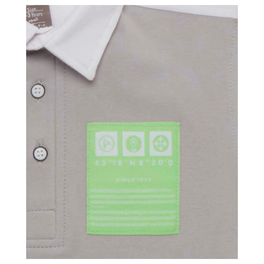 تيشيرت بولو بأكمام قصيرة للأولاد من لتل كانجاروز - أبيض/زيتوني