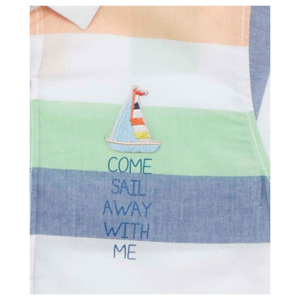 قميص مخطط للأولاد من لتل كانجاروز - برتقالي