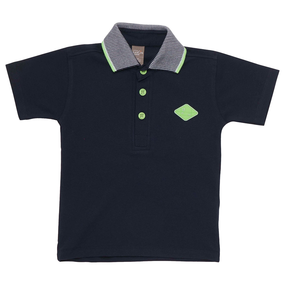 تيشيرت بولو بأكمام قصيرة للأولاد من لتل كانجاروز - كحلي