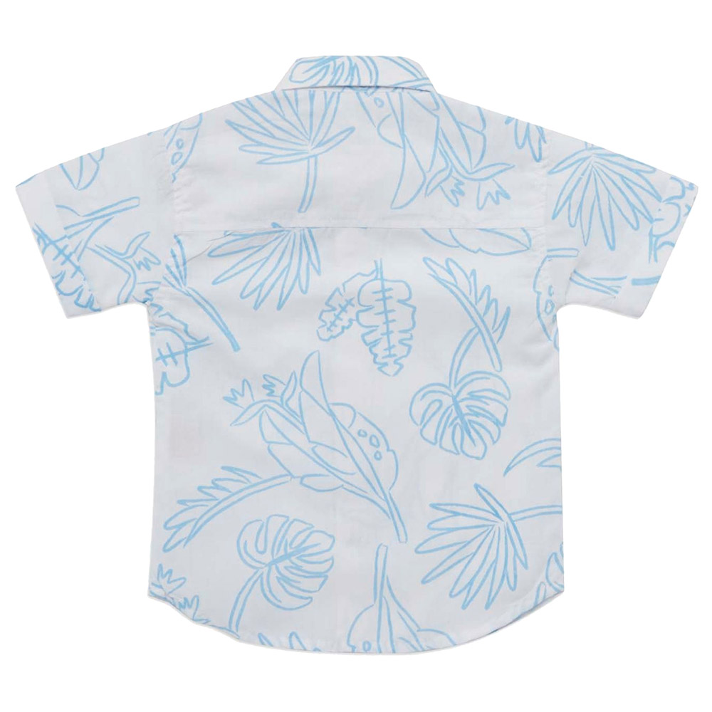 Little Kangaroos - Boy Collar Neck Printed Shirt - White