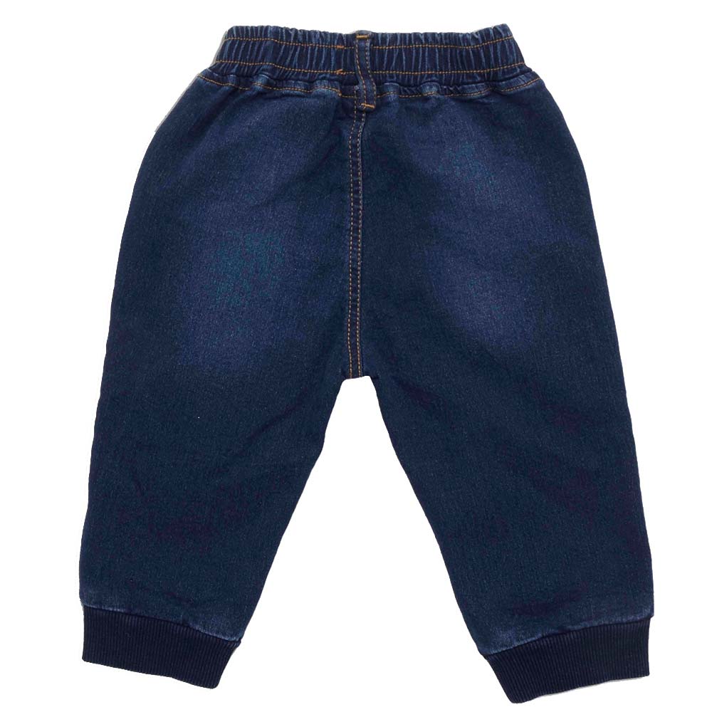 لتل كانجاروز - بنطال رياضي دنيم بخصر مطاط كامل للأولاد - أزرق مغسول