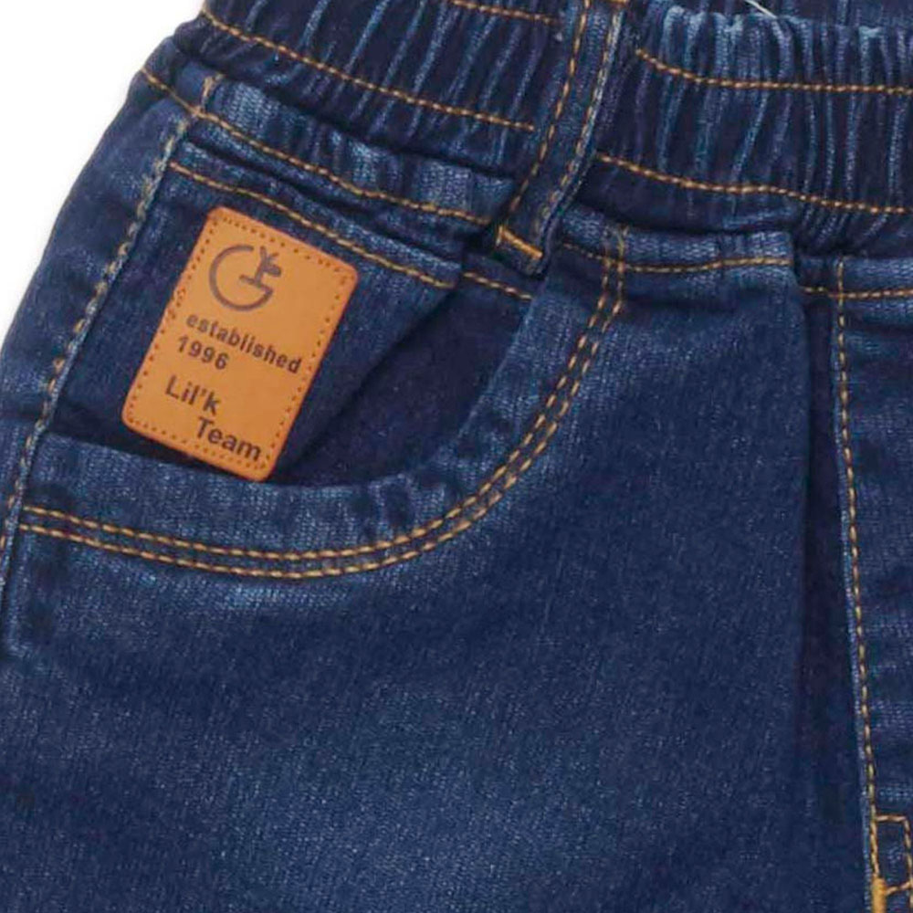 لتل كانجاروز - بنطال رياضي دنيم بخصر مطاط كامل للأولاد - أزرق مغسول