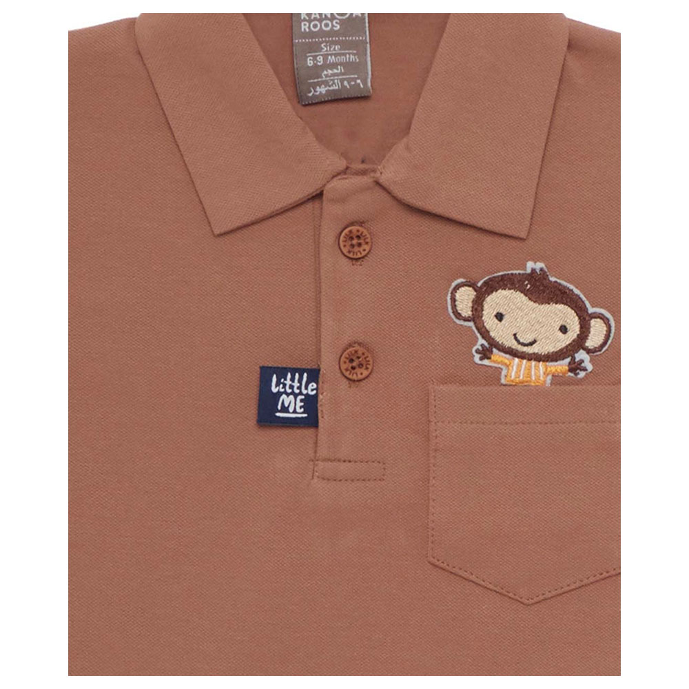 Little Kangaroos - Baby Boy Half Sleeve Polo T-Shirt - Brown