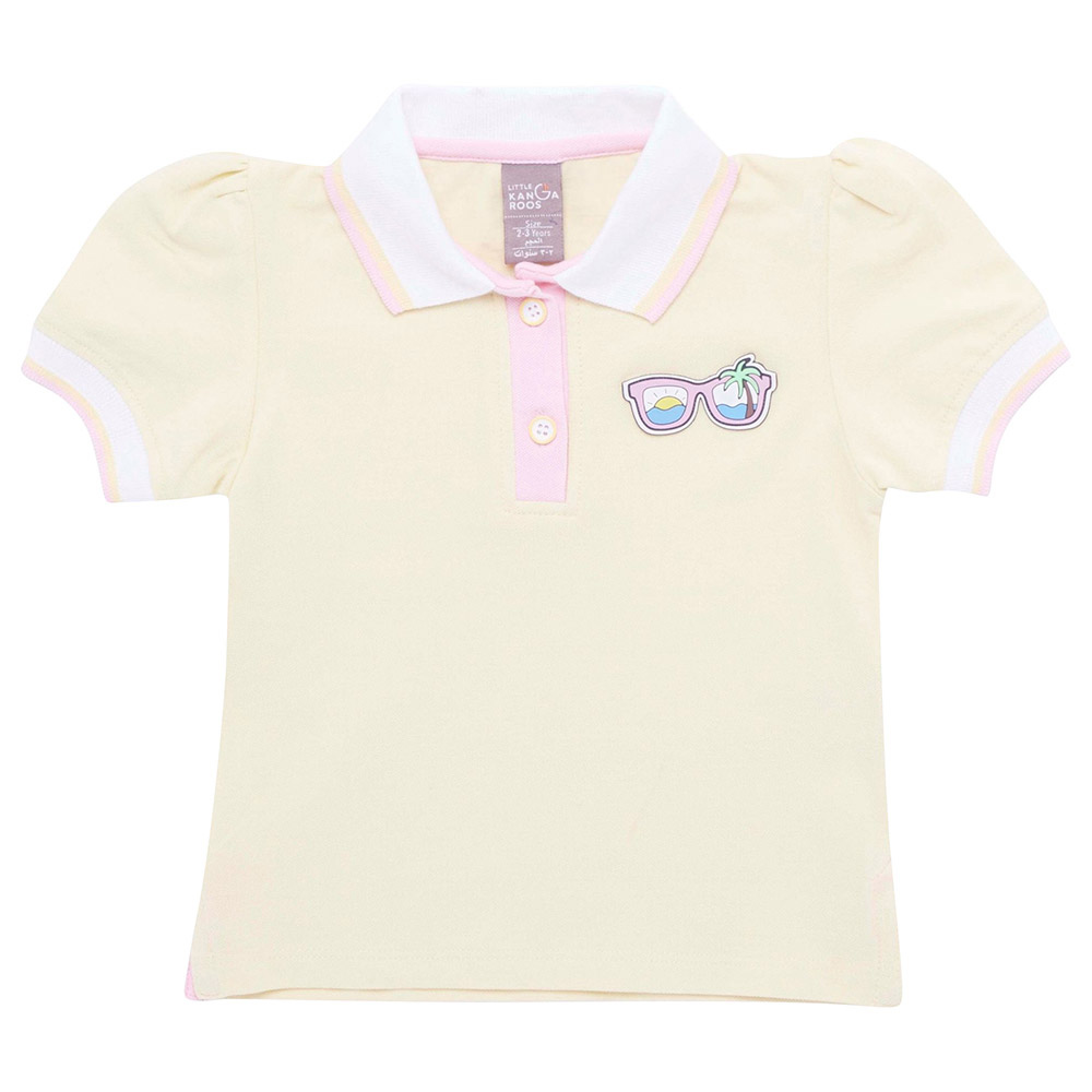 تيشيرت بولو بأكمام قصيرة ورقبة دائرية للبنات من لتل كانجاروز - مانجو