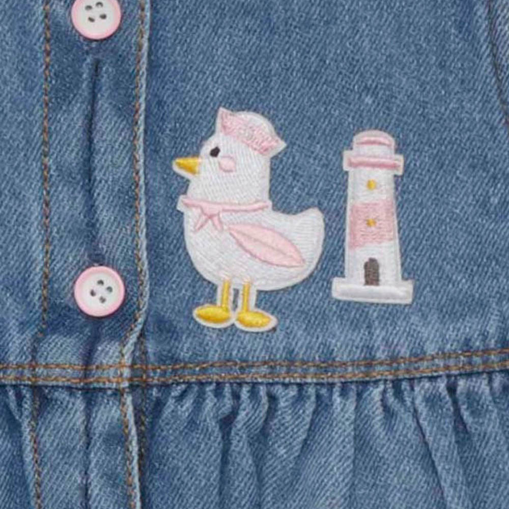 فستان جينز بدون أكمام للبنات من لتل كانجاروز - أزرق فاتح