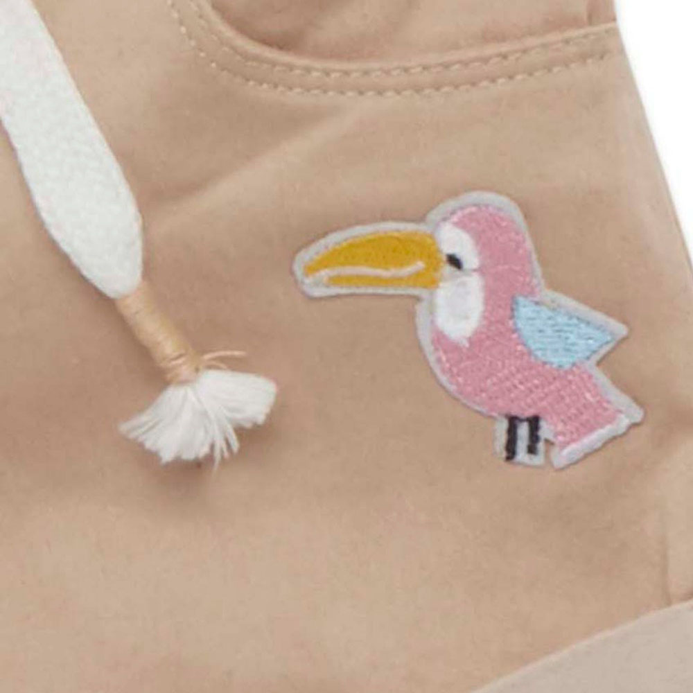 شورت جينز خصر مطاطي للبنات من لتل كانجاروز - بني فاتح