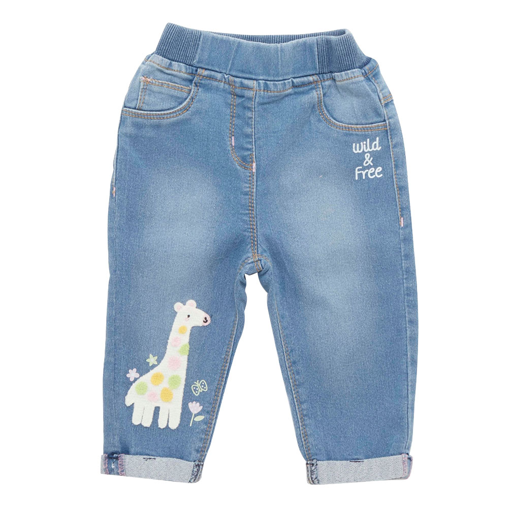 Little Kangaroos - Baby Girl Full Elastic Jeans With Pockets - Light Blue