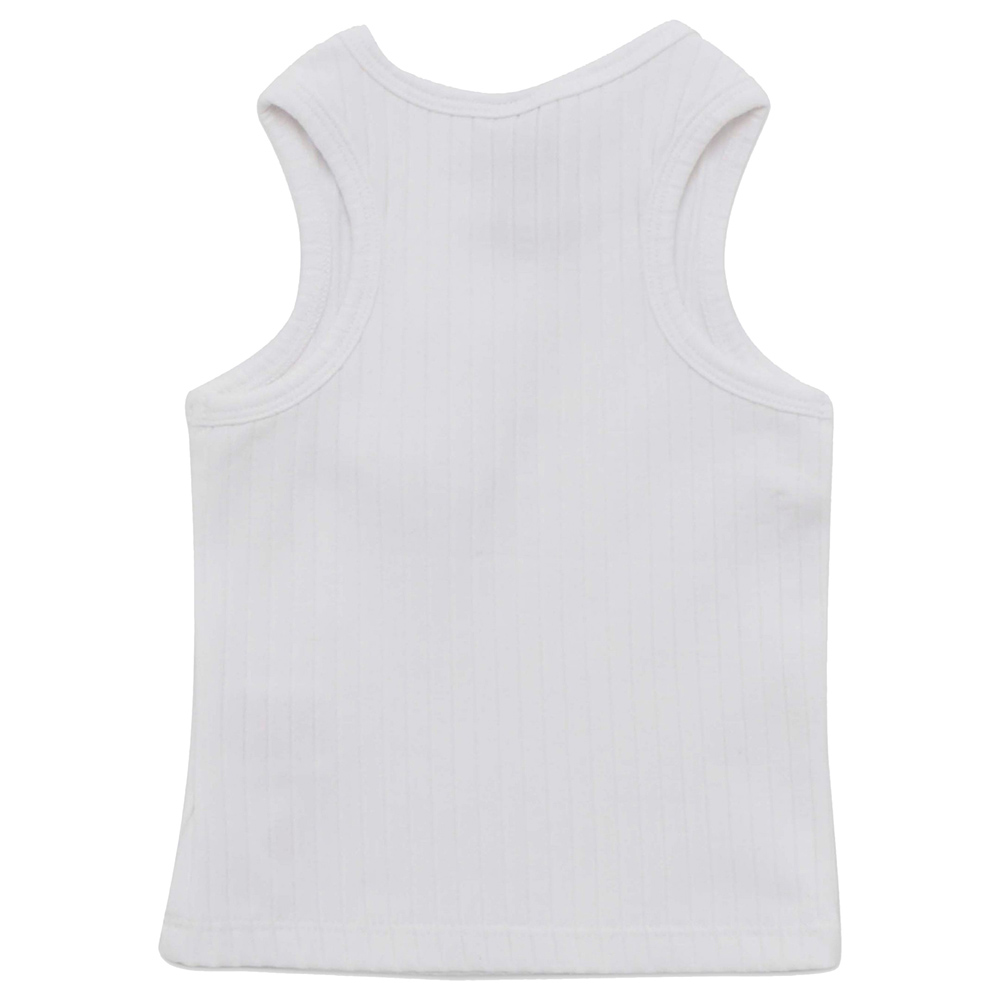 Little Kangaroos - Baby Girl Round Neck Sleeveless T-Shirt - White
