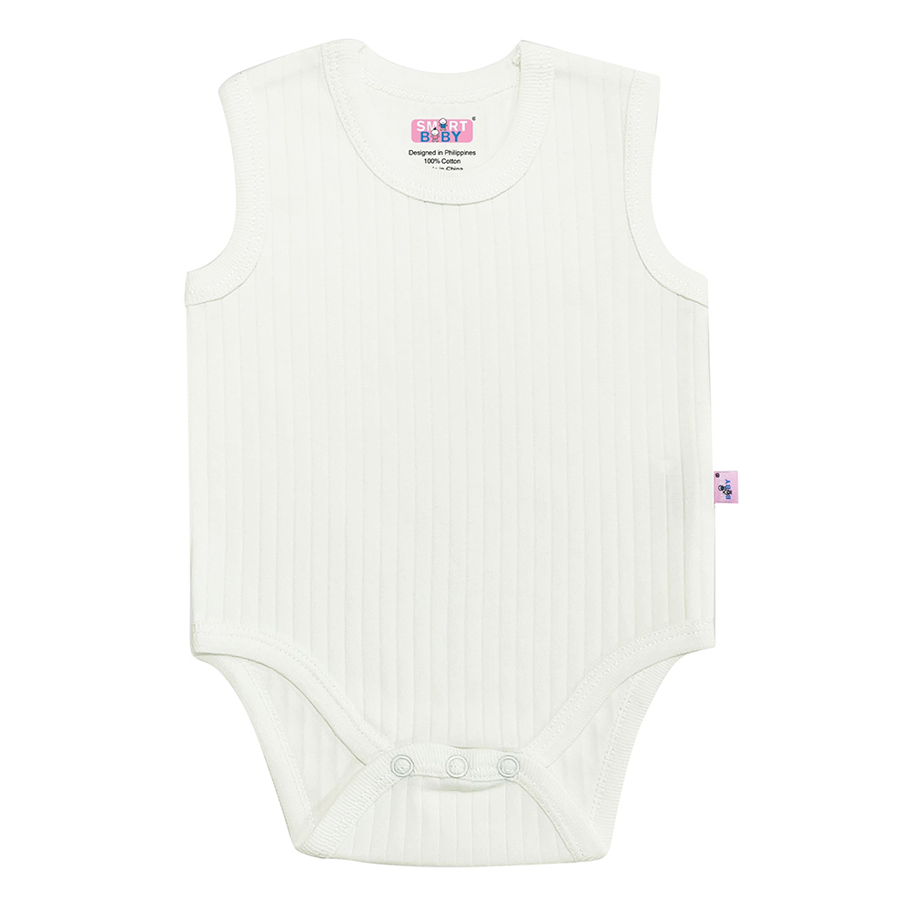 Smart Baby - Baby Boy Sleeveless Bodysuit - White