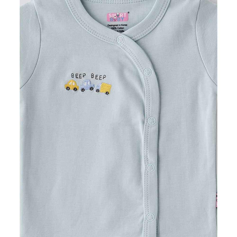 Smart Baby - Baby Boy Half Sleeve Front Open Top - Blue