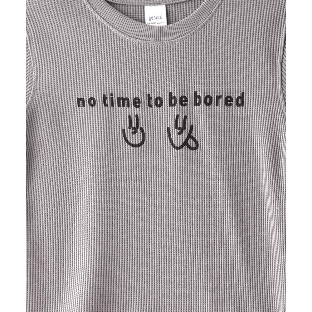 جينيوس - سمارت بيبي - طقم مكون من قطعتين - تي شيرت نصف كم للأولاد مع بنطلون - رمادي