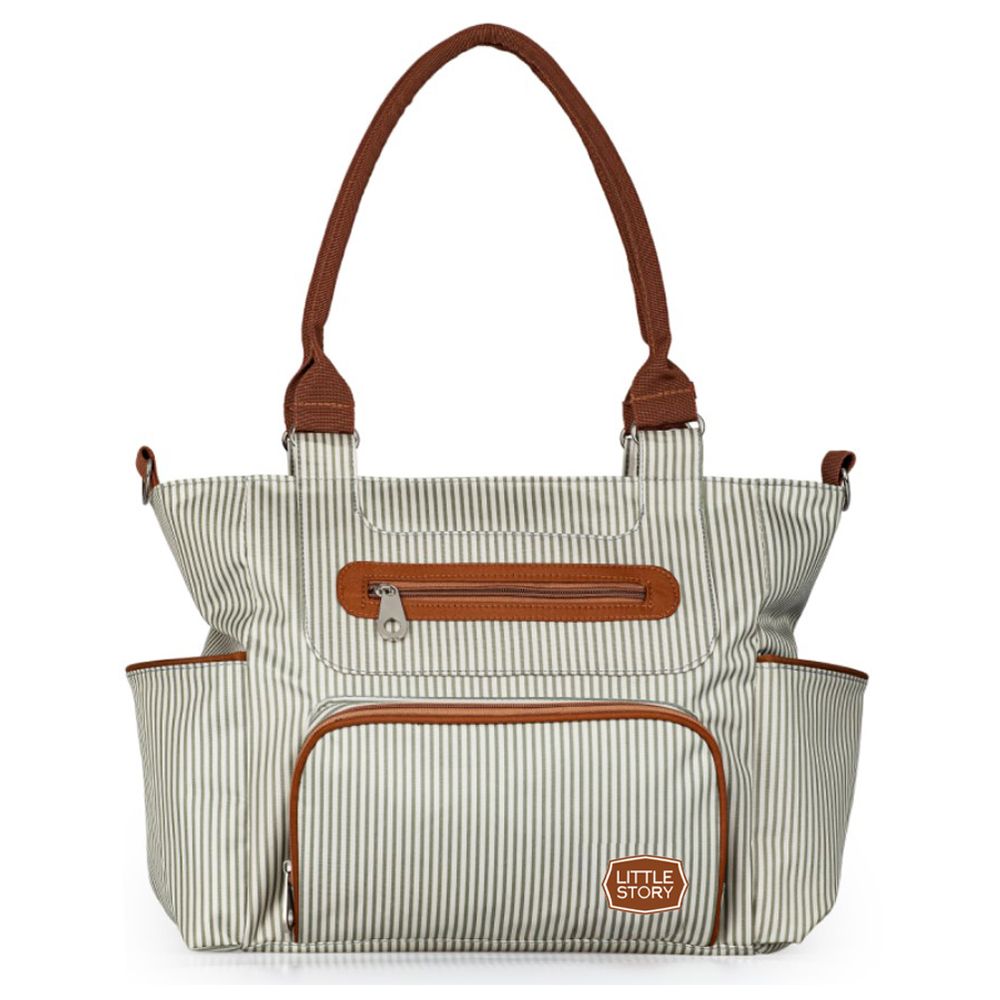 Little Story Diaper Bag Set of 6 with Hooks Ivory
