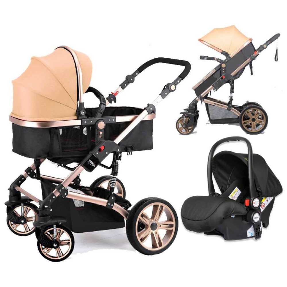 Teknum - 3-in-1 Pram Stroller with Infant Car Seat - Khaki