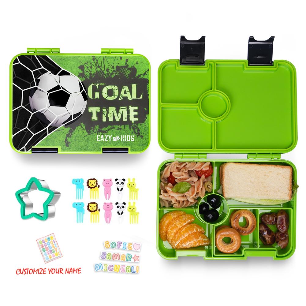 Eazy Kids - Bento Lunch Box with Sandwich Cutter Set - Goal Time