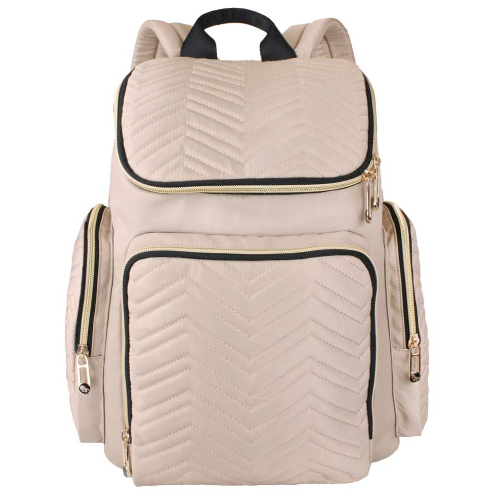 Little Story - Georgia Diaper Bag with Changing Pad & Hooks - Ivory