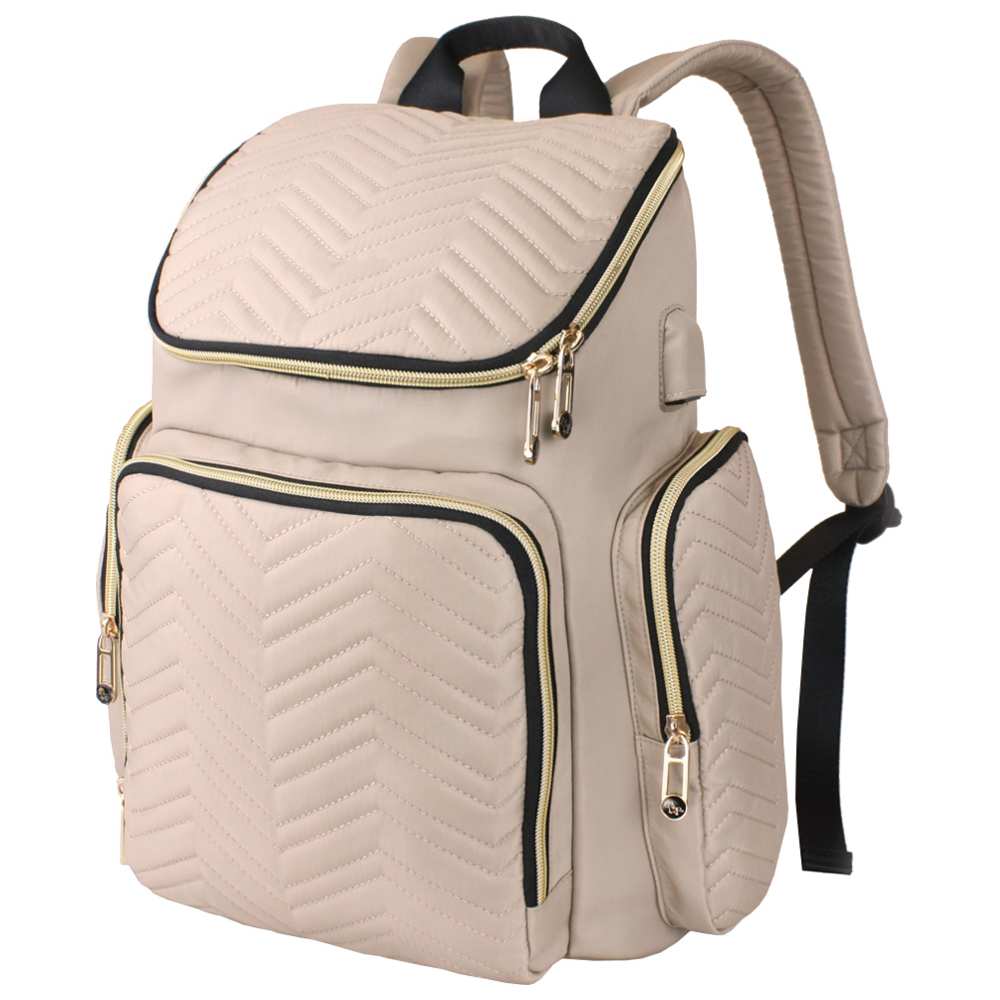 Little Story - Georgia Diaper Bag with Changing Pad & Hooks - Ivory