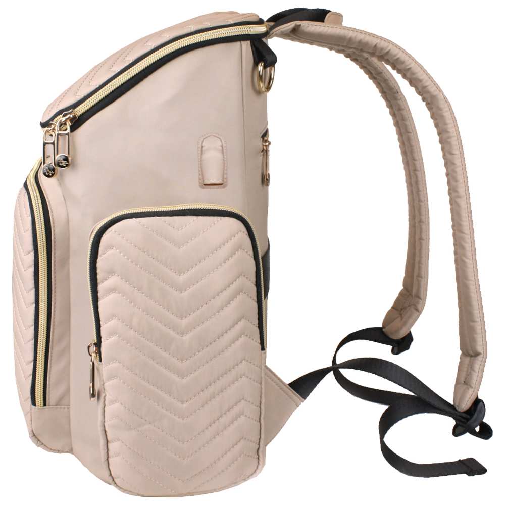 Little Story - Georgia Diaper Bag with Changing Pad & Hooks - Ivory