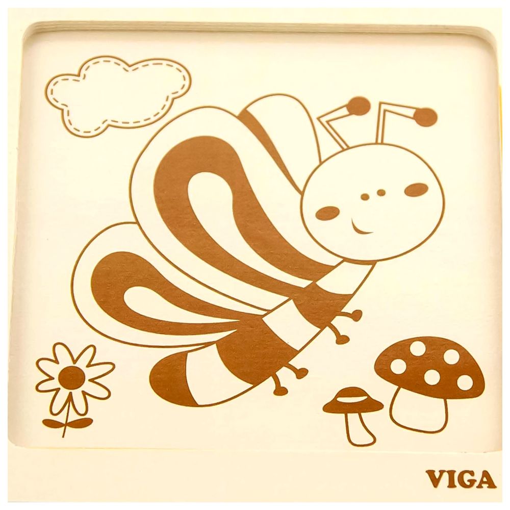 Viga - Butterfly Block Puzzle Montessori Wooden Toy Develops Fine Motor Skills - 4pcs