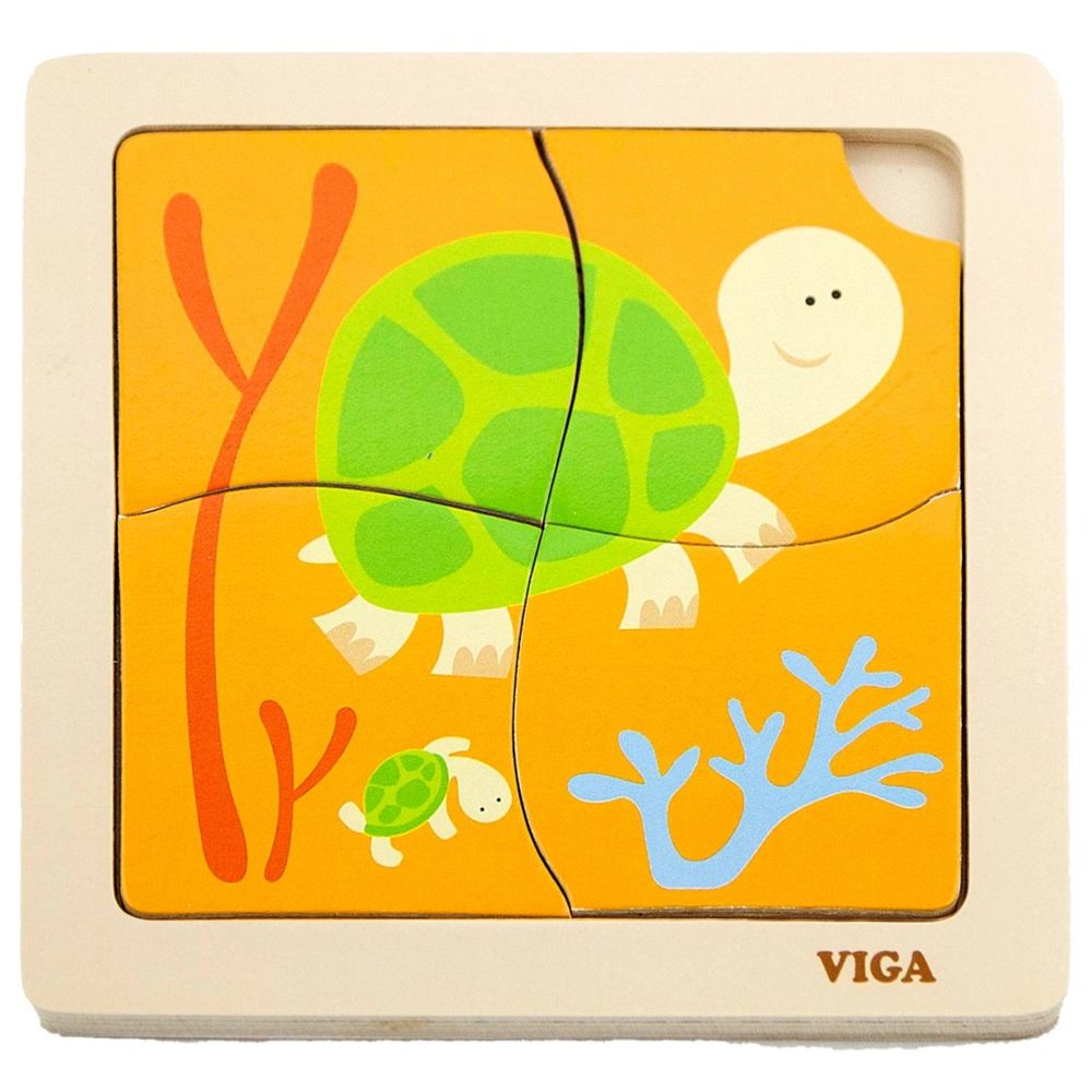 Viga - Tortoise 4pcs Block Puzzle Montessori Wooden Toy