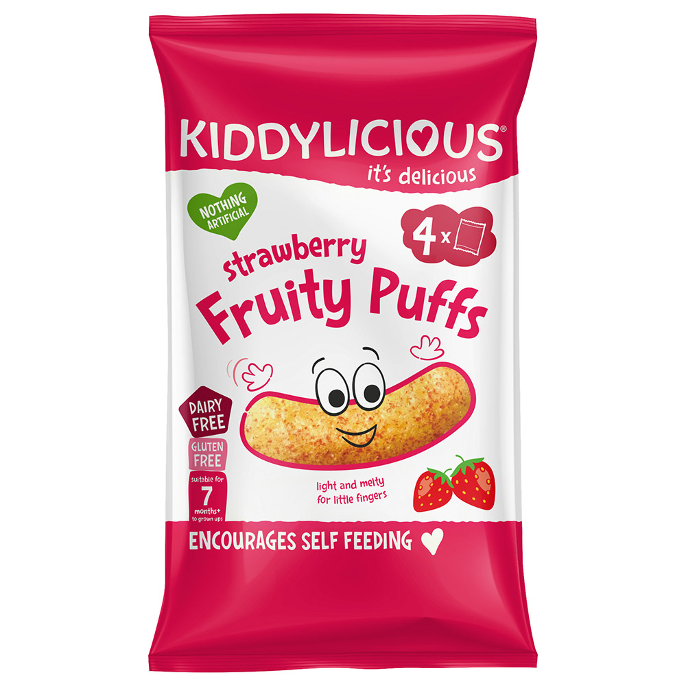 Kiddylicious Strawberry Fruity Puffs 4X10g Multipack