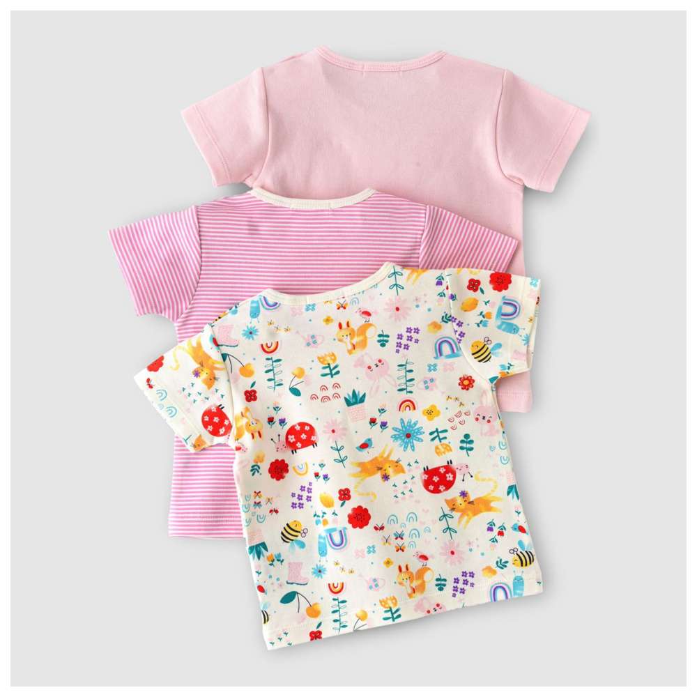 بو بو - طقم 3 قطع - تي شيرت بأكمام قصيرة للبنات