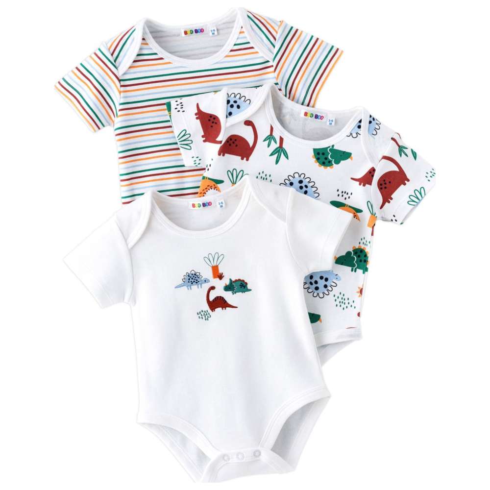 بو بو - طقم 3 قطع - بدلة أطفال بأكمام قصيرة