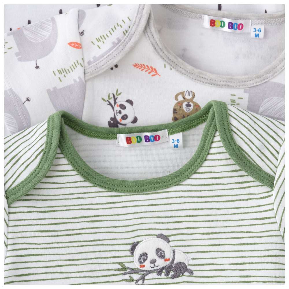 بو بو - طقم 3 قطع - تبان بربتوز قصير الأكمام - نعناعي/رمادي