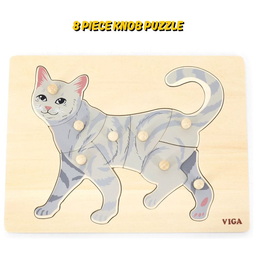 Viga - Montessori Cat Puzzle Set - 8pcs