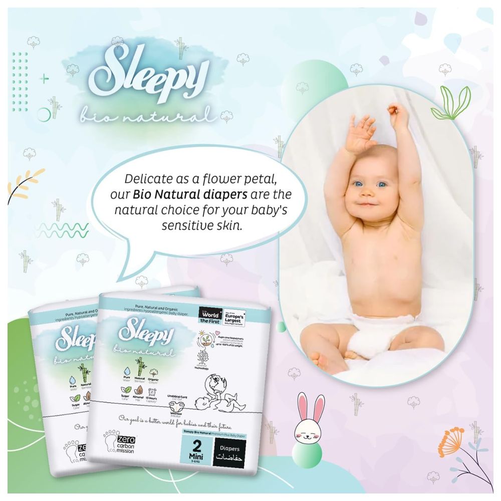 Sleepy - Bio Natural Premium Diapers - Size 2 - 3-6 Kg - 68 Count