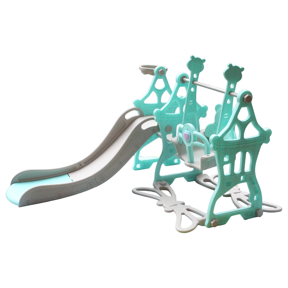 Buddiez - 3-in-1 Play N Go Slide with Swing & Basketball - Light Green