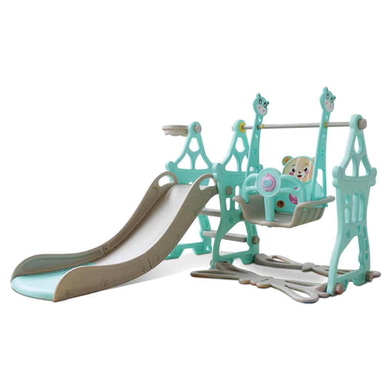 Buddiez - 3-in-1 Play N Go Slide with Swing & Basketball - Light Green
