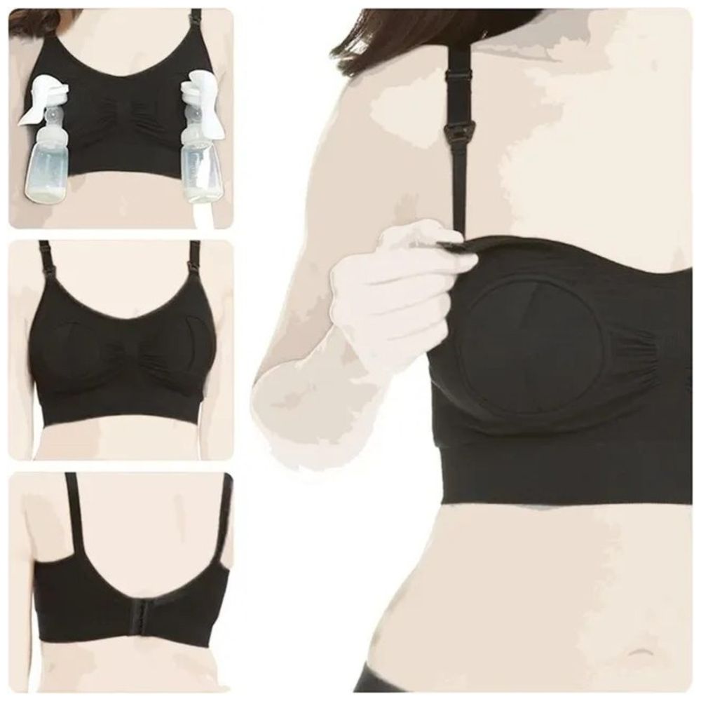 Blooming Blossom - Hands-Free Pumping And Nursing Bra - Black