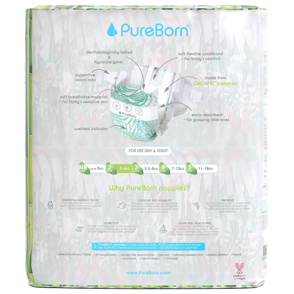 Pureborn Size 2 Value Pack 3-6Kg 64pcs Design May Vary
