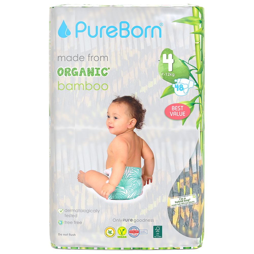Pureborn Size 4 Value Pack 7-12kg 48pcs Design May Vary