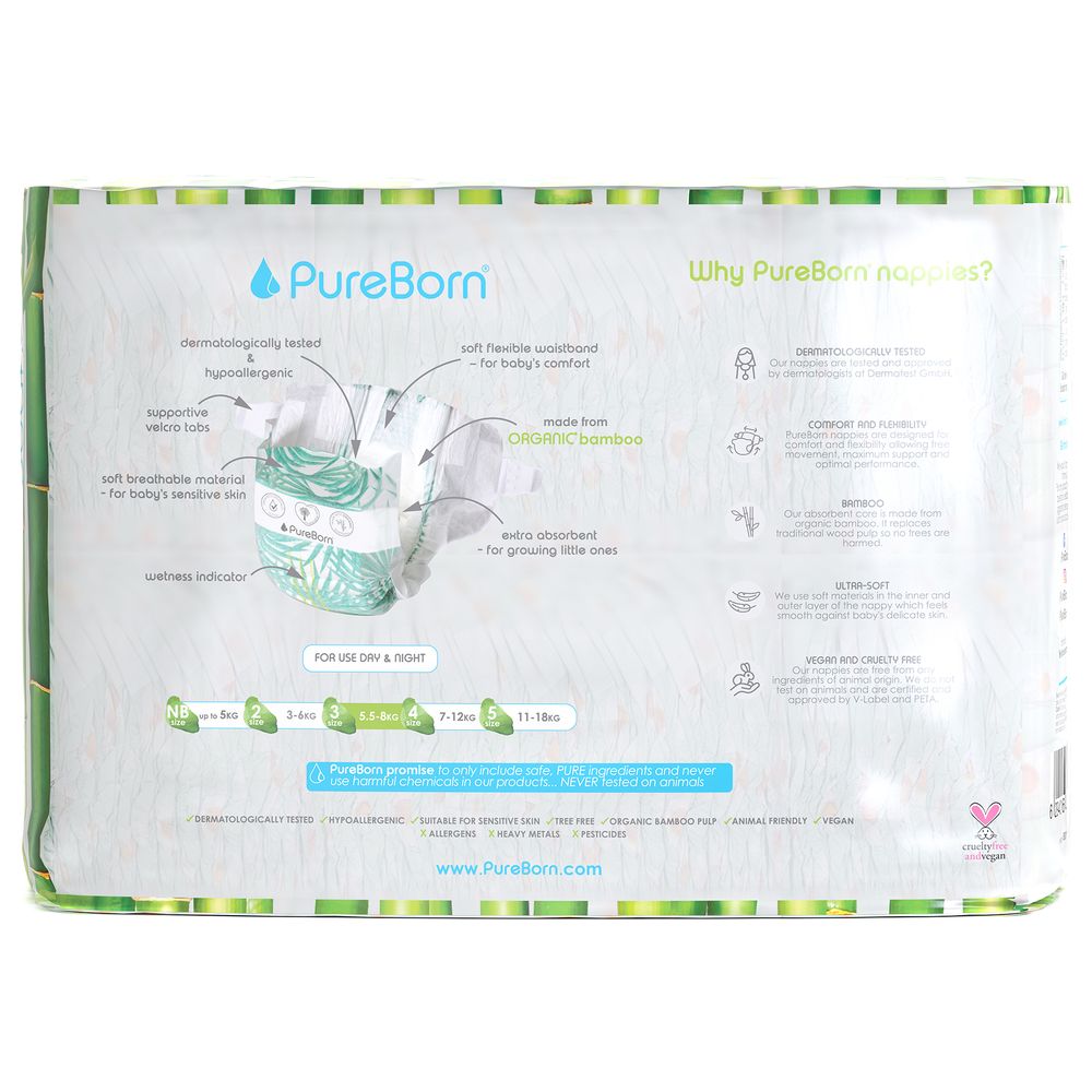 Pureborn Value Pack Nappies 5.5-8kg Size 3 - 112pcs - Daisy 
