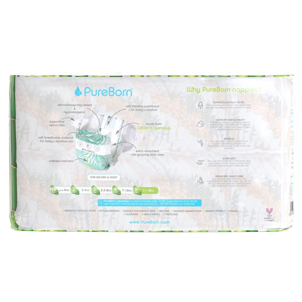 Pureborn Value Pack Nappies 11-18kg Size 5 - 88pcs - Pineapple