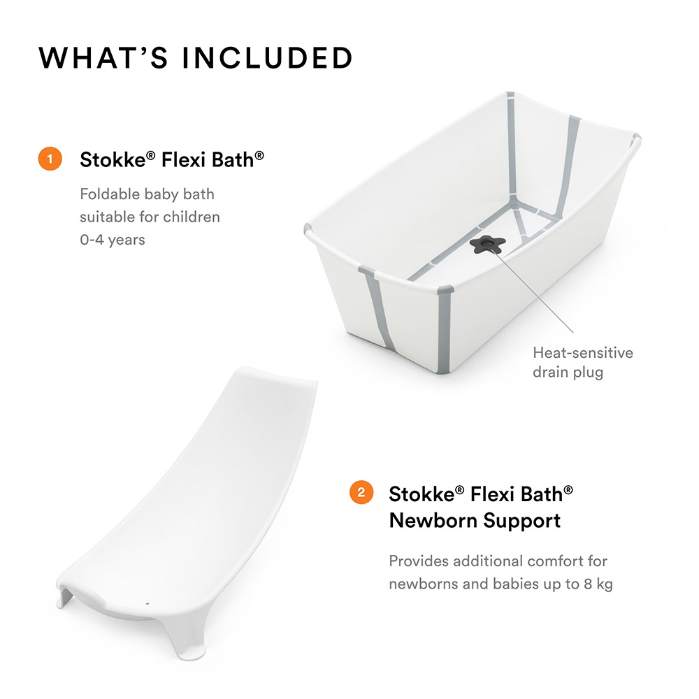 Stokke - Flexibath V2 Bundle Bath Tub - White Grey