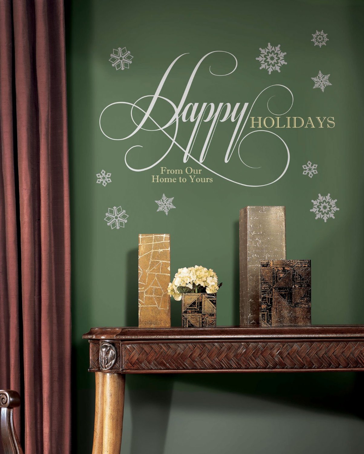 RoomMates Happy Holidays Quote With Glitter Decal