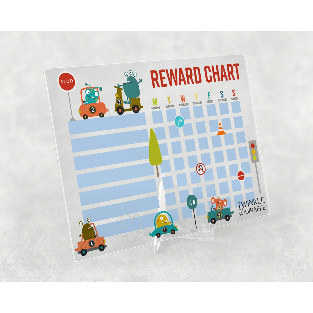 Twinkle & Giraffe Designs - Little Racer Monsters Acrylic Reward Chart