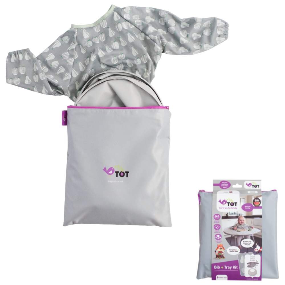 Tidy Tot - Bib & Tray Set - Dove Grey
