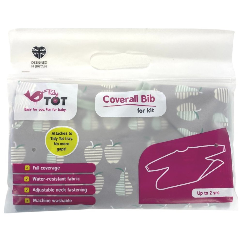 Tidy Tot - Bib - Apples & Pears - Dove Grey