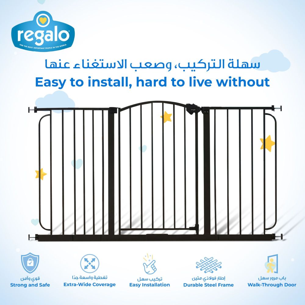 Regalo - Home Accents Super Wide Safety Gate - Black