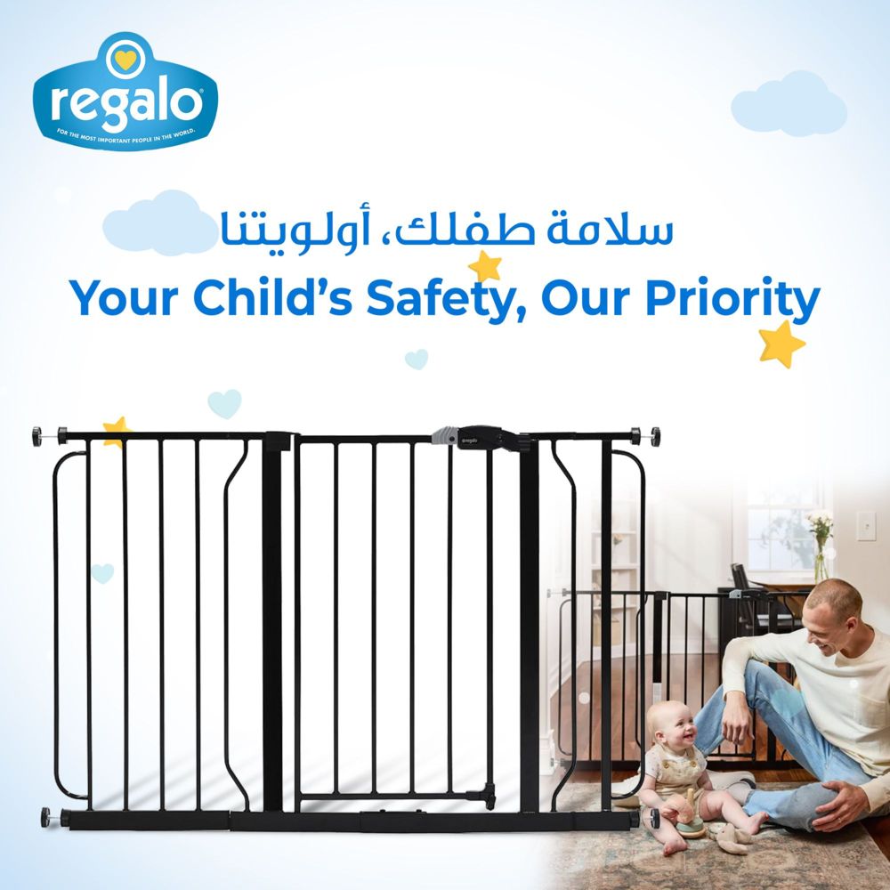 Regalo - Easy Step Extra Wide Safety Gate 73-96 cm or 106-124 cm- Black