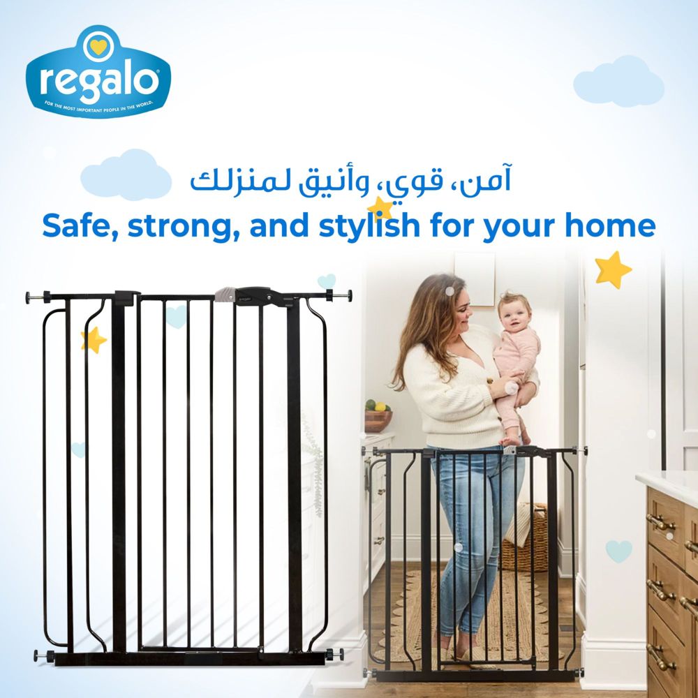 Regalo - Easy Step Tall Metal Walk Through Gate - Black