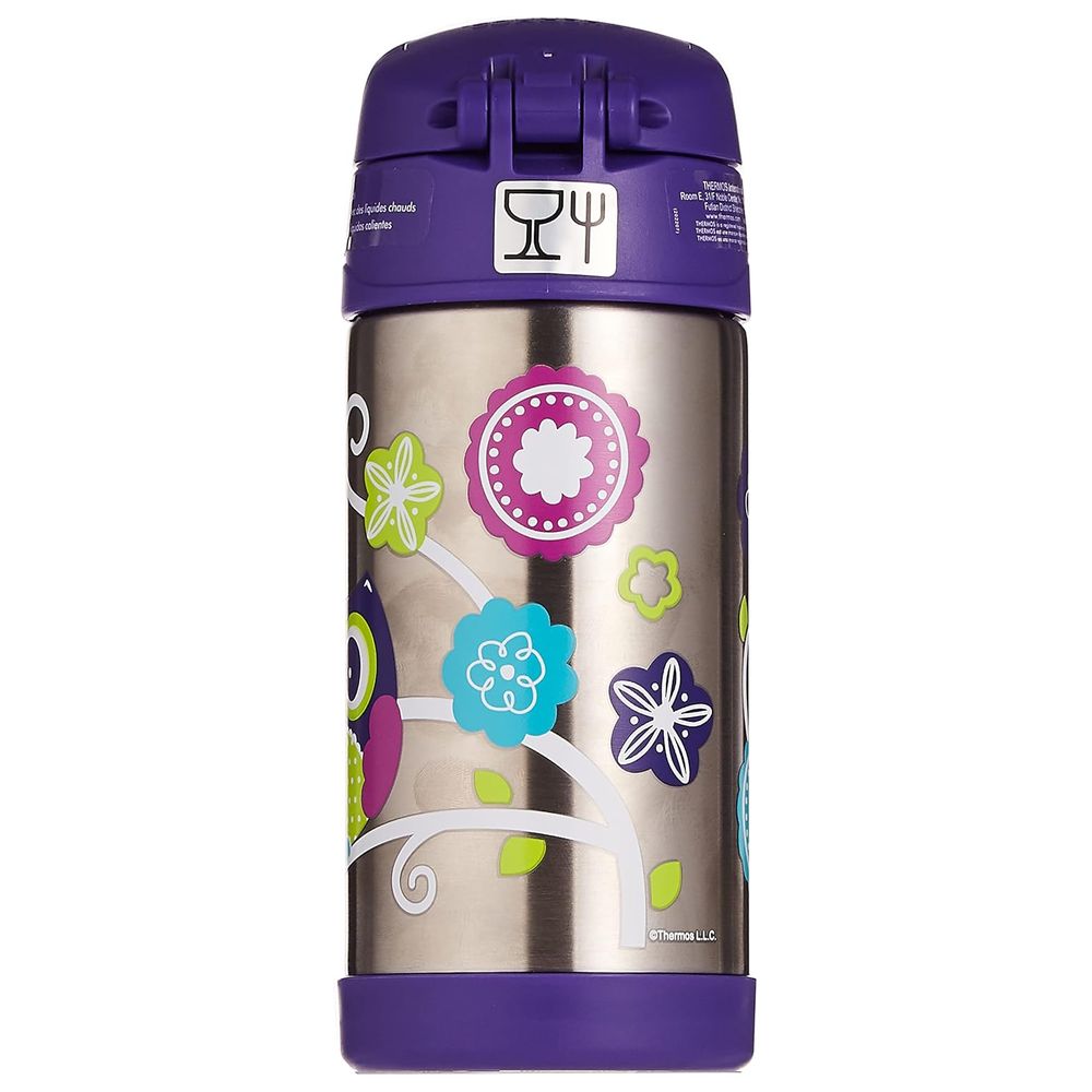 Thermos - Stainless Steel Water Bottle Owl - Purple - 355ml